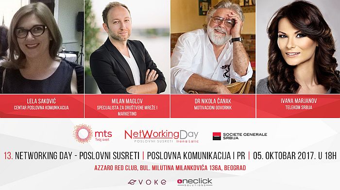 Networking day o poslovnoj komunikaciji i PR-u 5. oktobra u Beogradu Networking day o poslovnoj komunikaciji i PR-u 5. oktobra u Beogradu