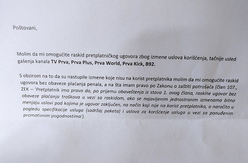 Novosađanima poturaju zahtev za raskid ugovora kod SBB i ponudu Telekoma