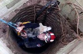 FOTO: Vatrogasci spasili štene koje je kod Velikog Gradišta upalo u bunar dubok 15 metara