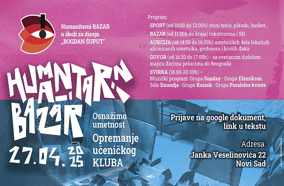 Humanitarni bazar u školi za dizajn "Bogdan Šuput": "Osnažimo umetnost"