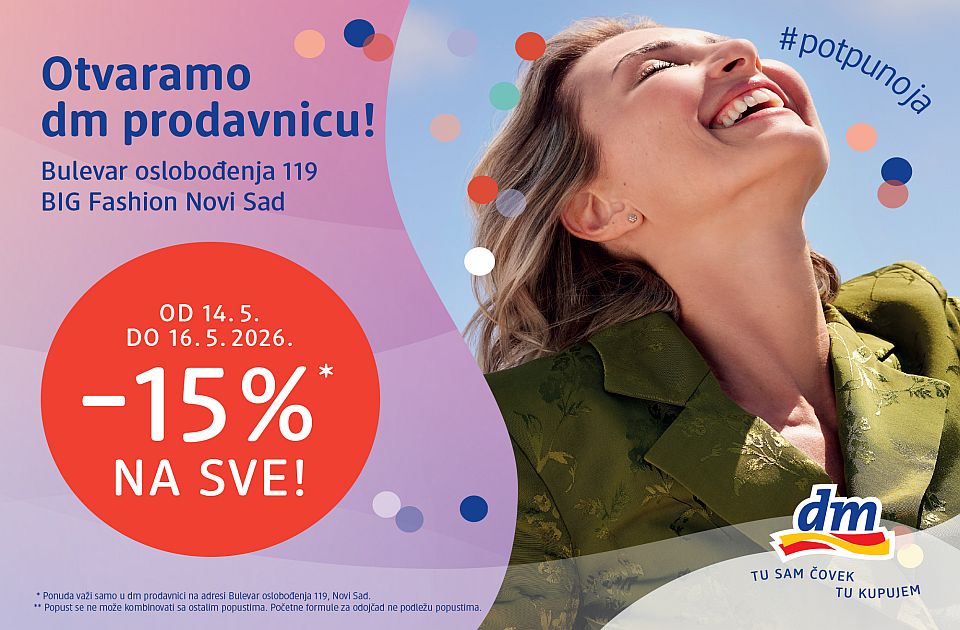Najveća dm prodavnica u Srbiji otvara se u Novom Sadu uz donaciju od milion dinara NURDORU