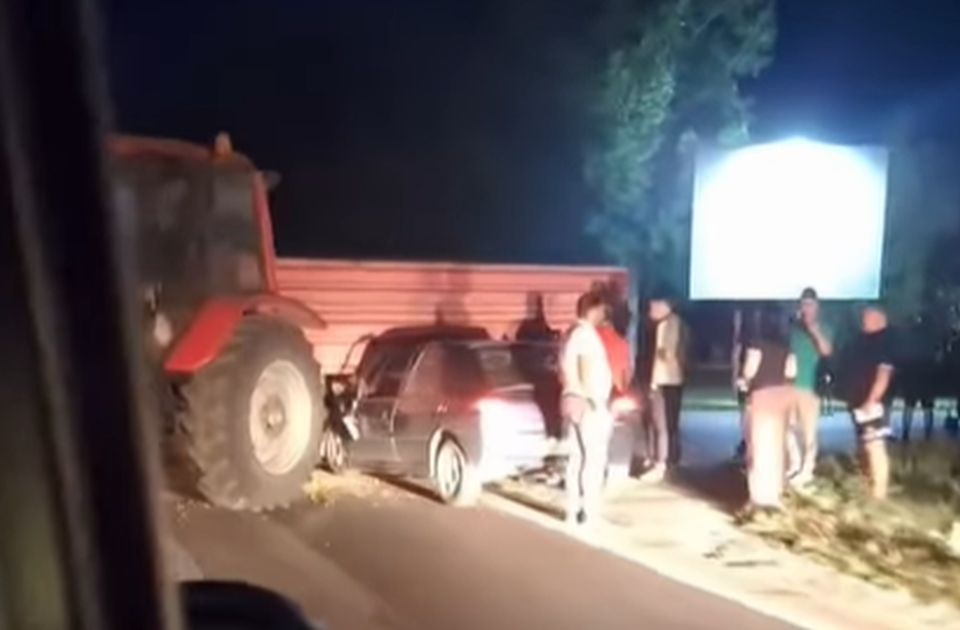 VIDEO: Sudar traktora i automobila kod Melenaca, dve osobe povređene