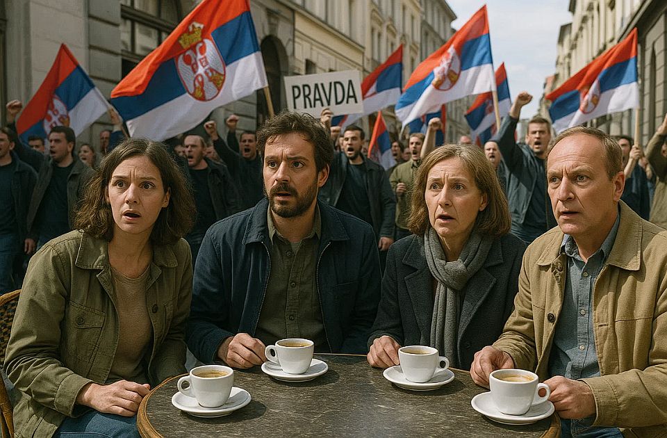 Ko pije kafu za vreme protesta?