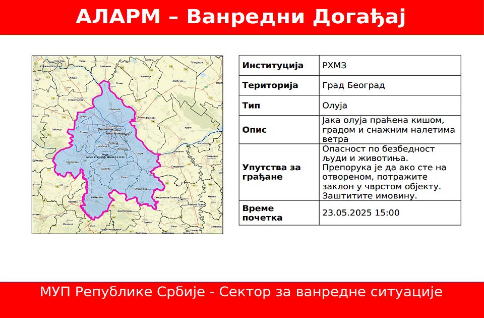 Objavljen alarm za Beograd: Preti jaka oluja, zaštite imovinu