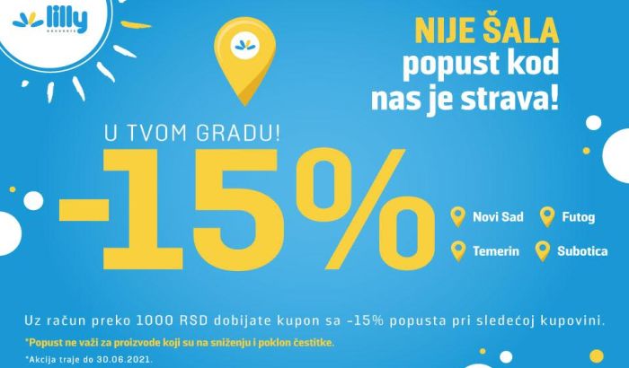 Sjajna akcija u Lilly drogerijama: Obezbedite odmah -15% popusta na sledeću kupovinu