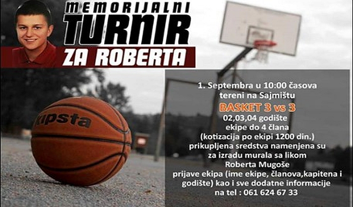 U subotu 1. septembra turnir u basketu u čast preminulog dečaka Roberta Mugoše