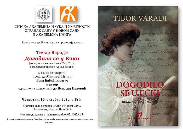 Promocija knjige "Dogodilo se u Ečki" Tibora Varadija 15. oktobra