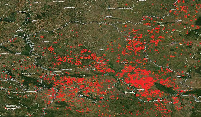 FOTO: Sateliti NASA zabeležili hiljade požara u Vojvodini