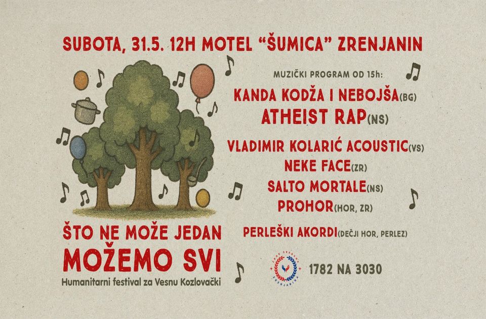 Humanitarni festival u subotu u Zrenjaninu: Što ne može jedan - možemo svi