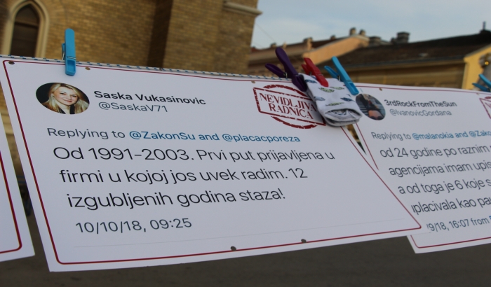 FOTO: "Nevidljive radnice" u Novom Sadu apeluju da se menja diskriminatoran zakon