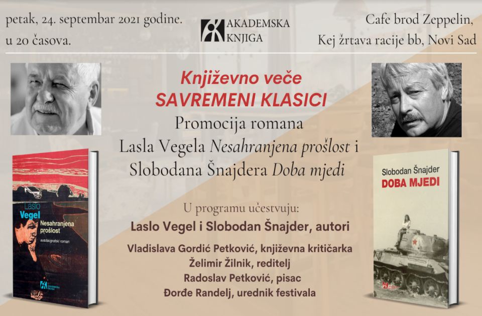Promocija romana Lasla Vegela i Slobodana Šnajdera u petak na Cepelinu