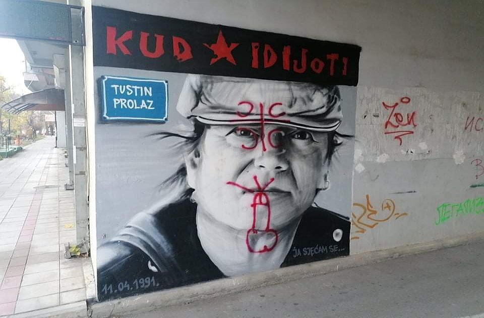 FOTO: Oskrnavljen mural Tusti iz KUD Idijota u Staroj Pazovi