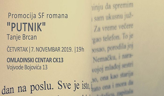 Promocija romana "Putnik" Tanje Brcan 7. novembra u CK13