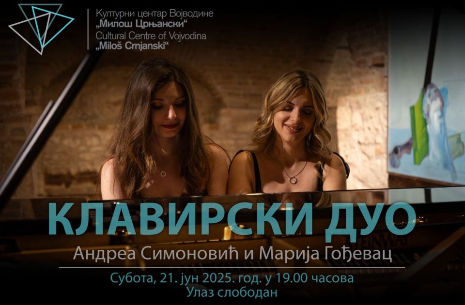 Klavirski duo Simonović i Gođevac u subotu u KCV "Miloš Crnjanski": Ulaz za posetioce je slobodan